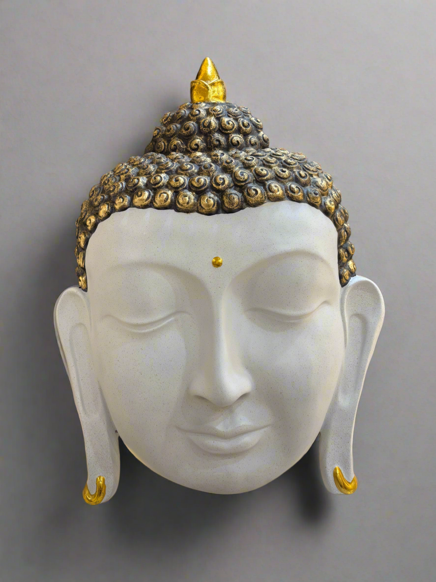 Buddha Face White Wall Hanging 3-Feet
