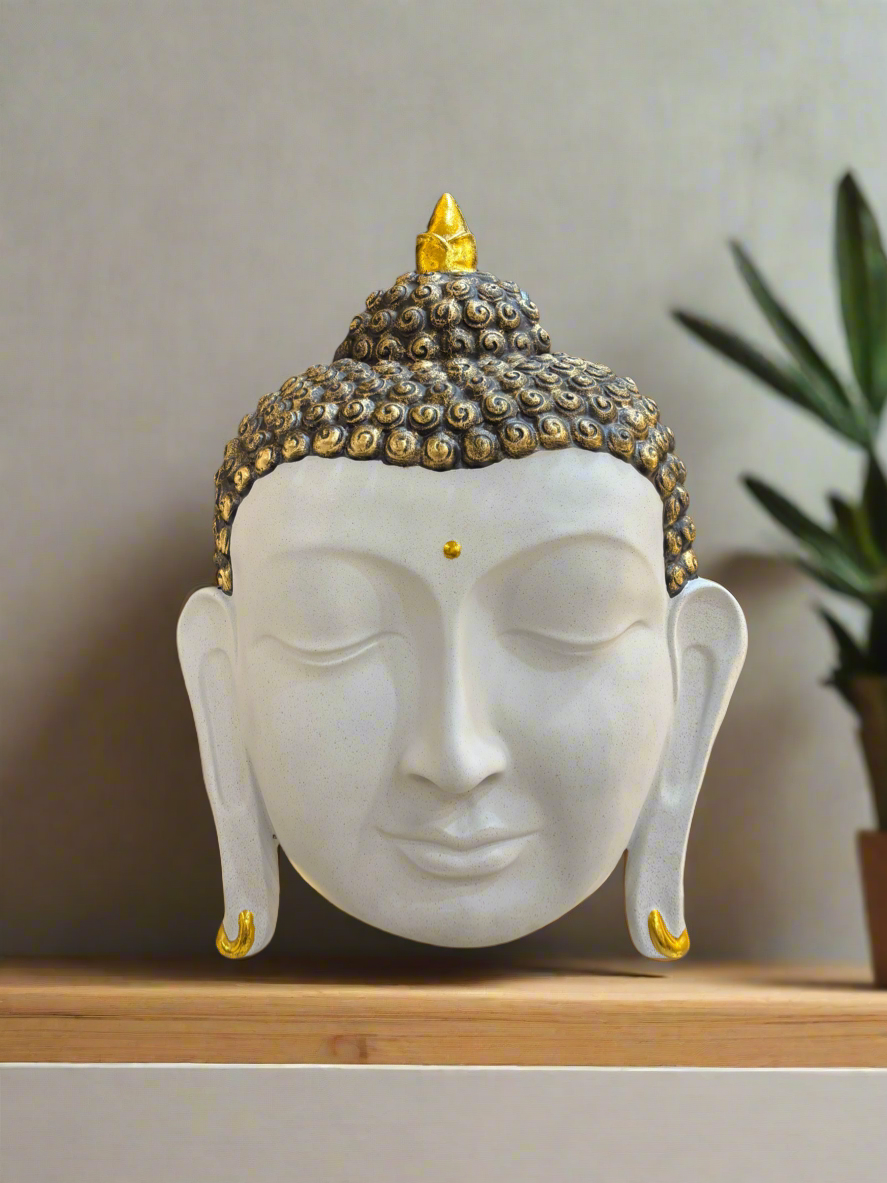 Buddha Face White Wall Hanging 3-Feet