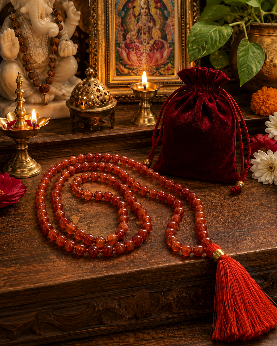 Carnelian Jaap Mala – 108 Beads