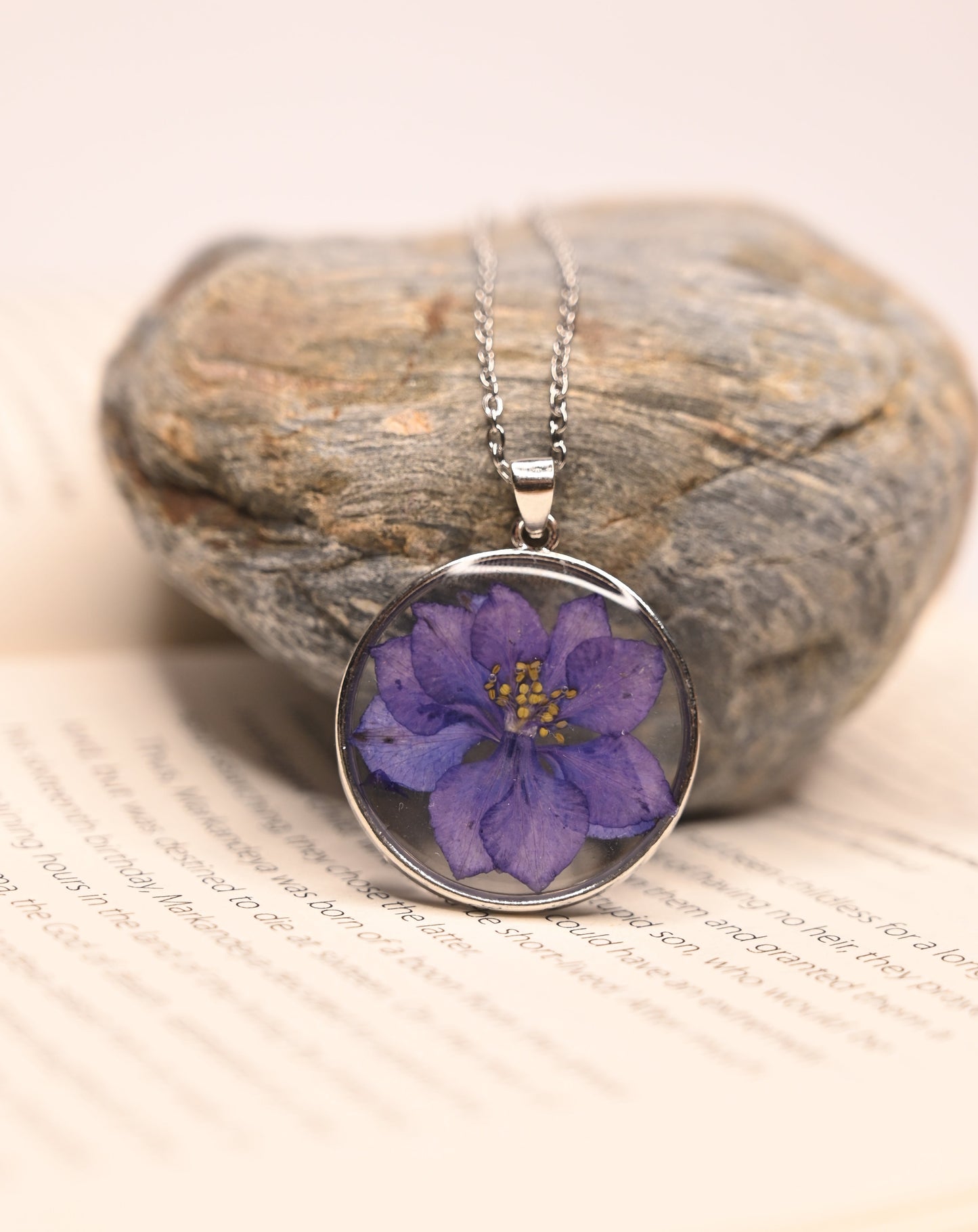 Fearless-Purple Flax Flower Pendant