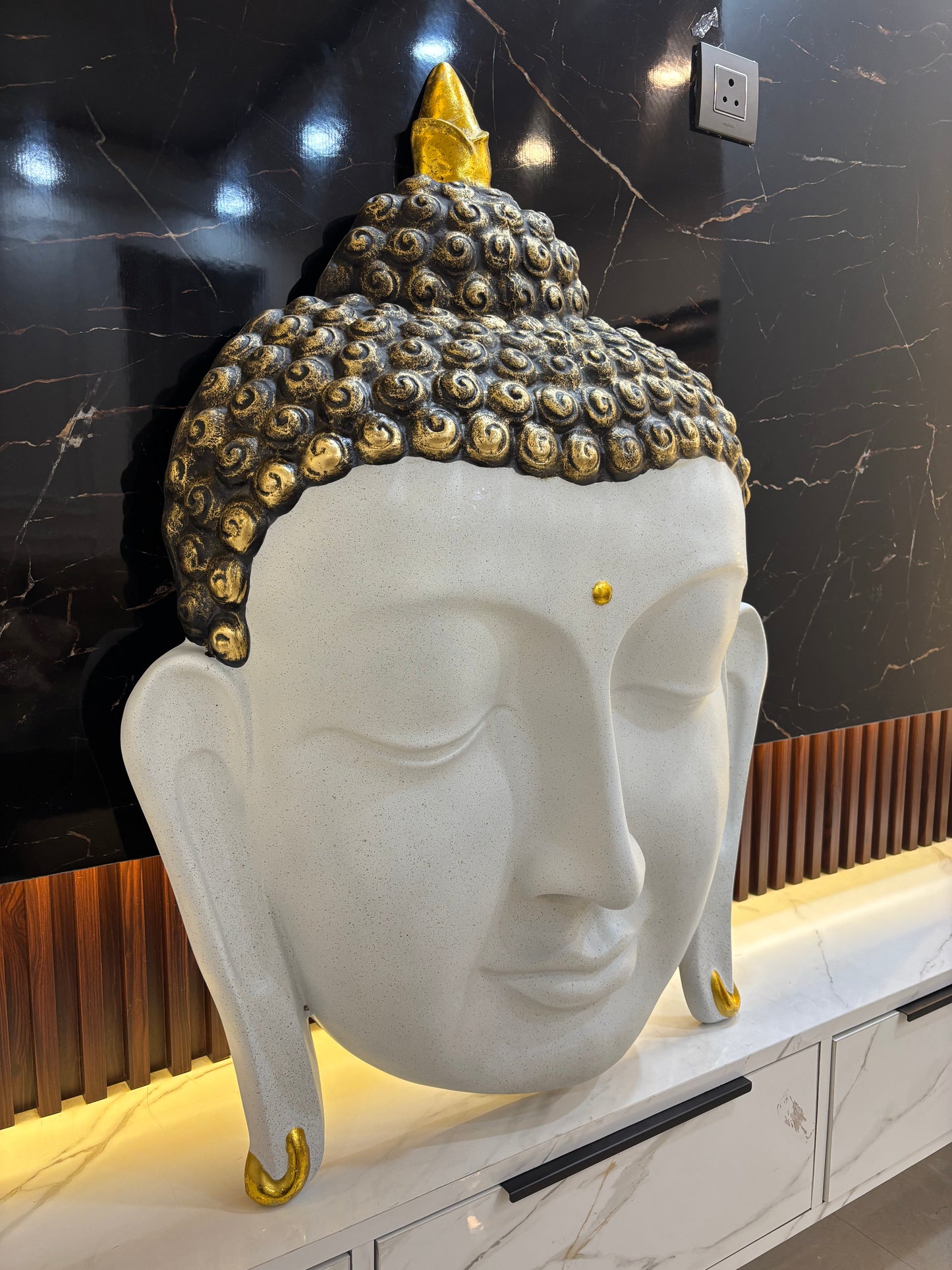Buddha Face White Wall Hanging 3-Feet