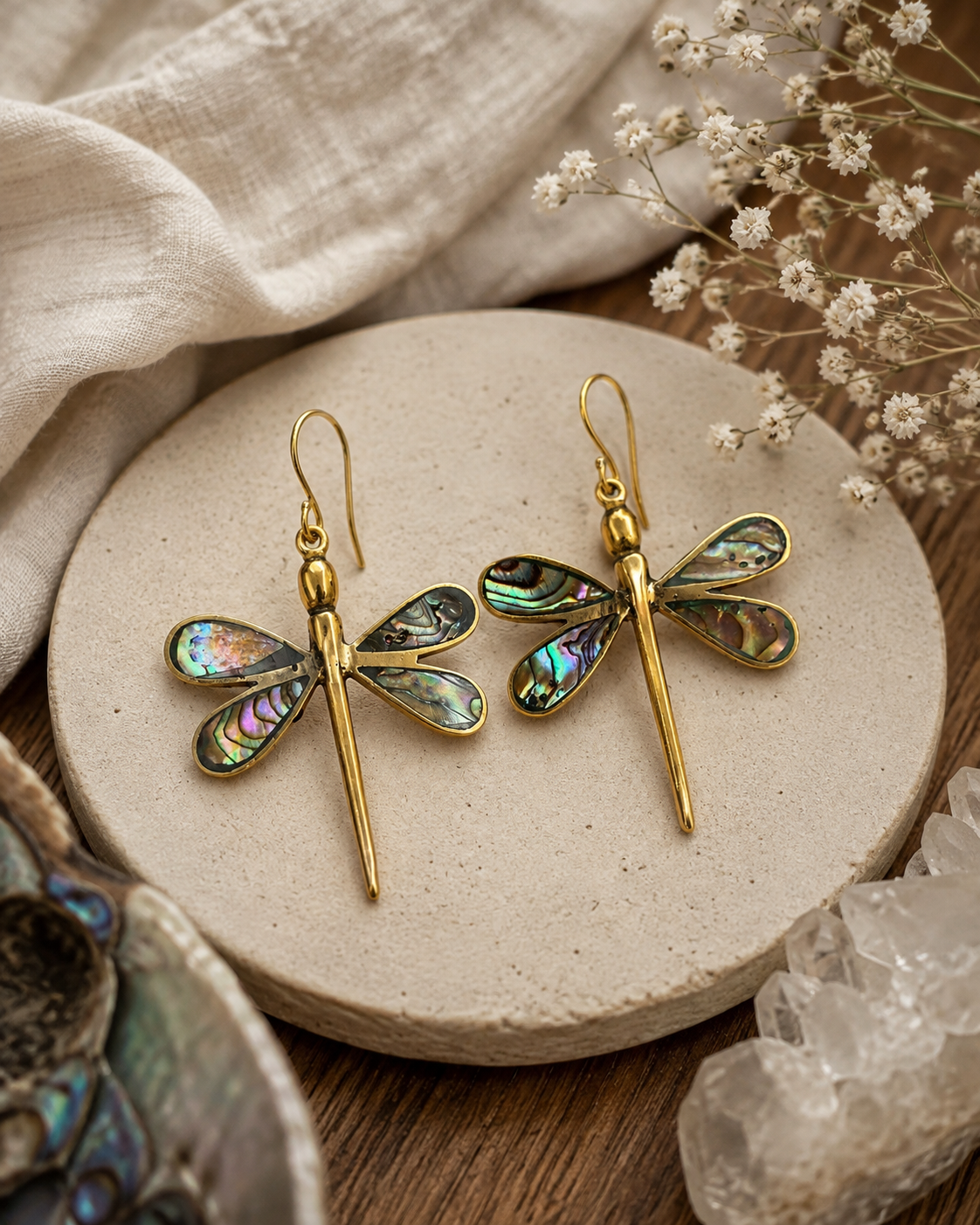 Abalone Dragonfly Earrings
