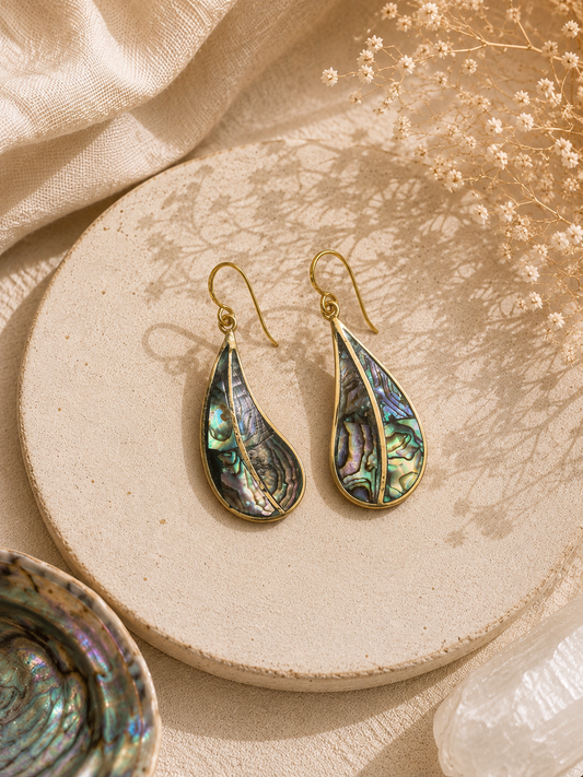 Abalone Leaf Drop Earrings