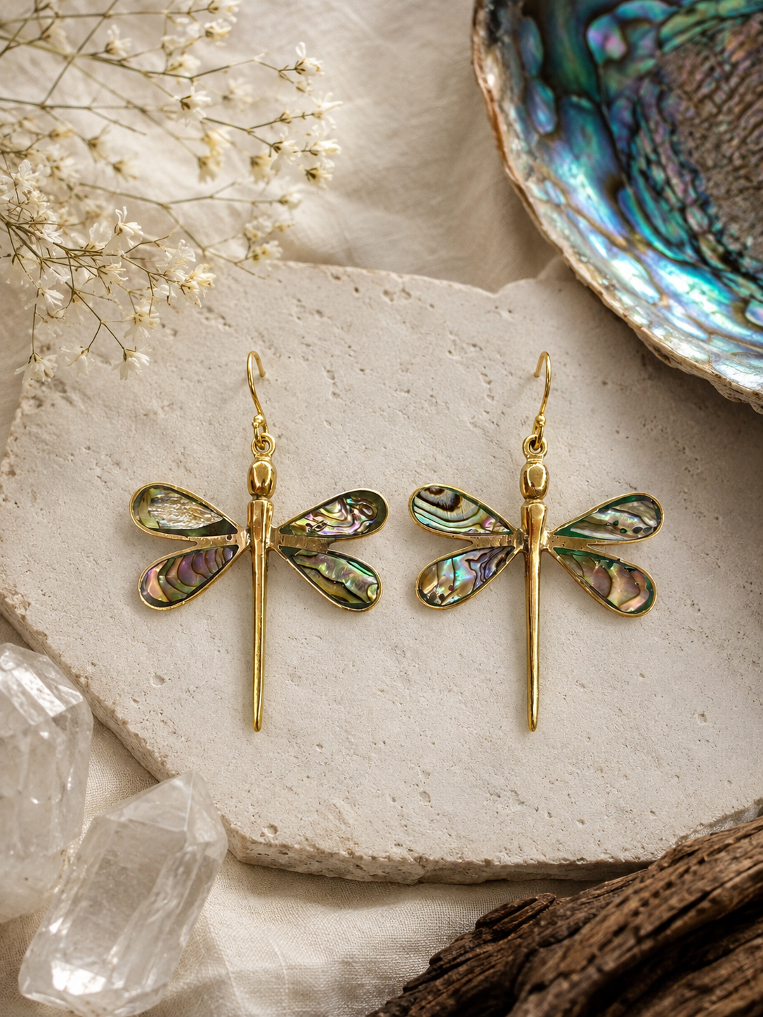 Abalone Dragonfly Earrings