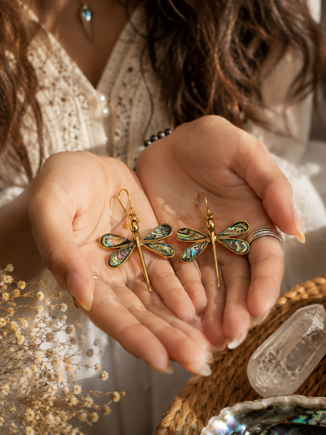 Abalone Dragonfly Earrings