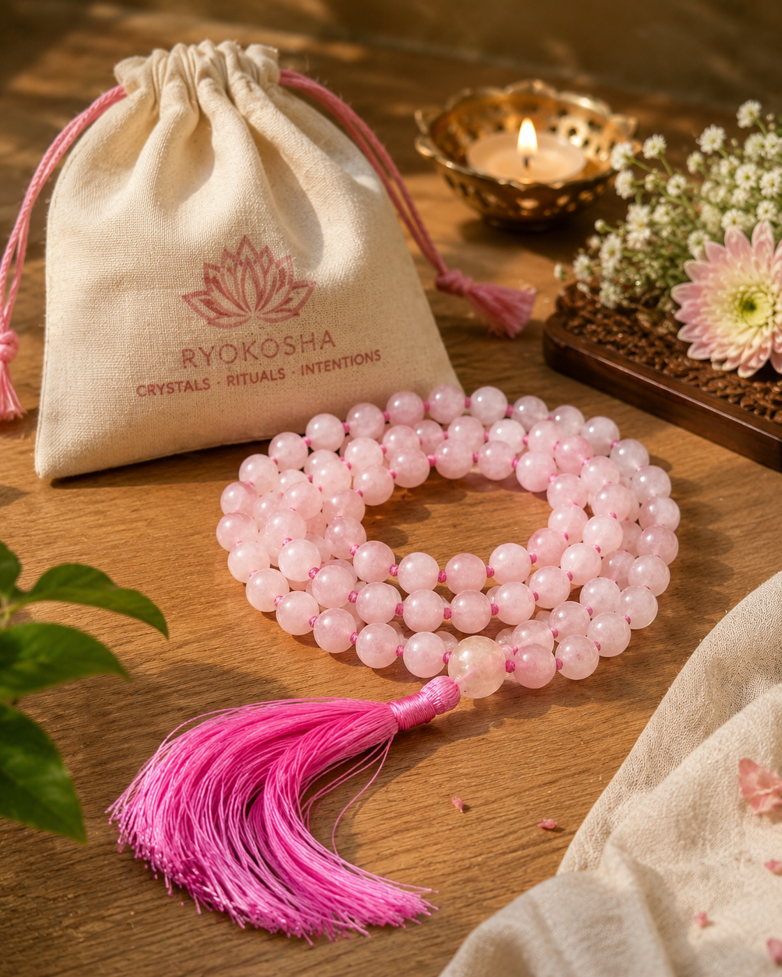 Rose Quartz Jaap Mala – 108 Beads