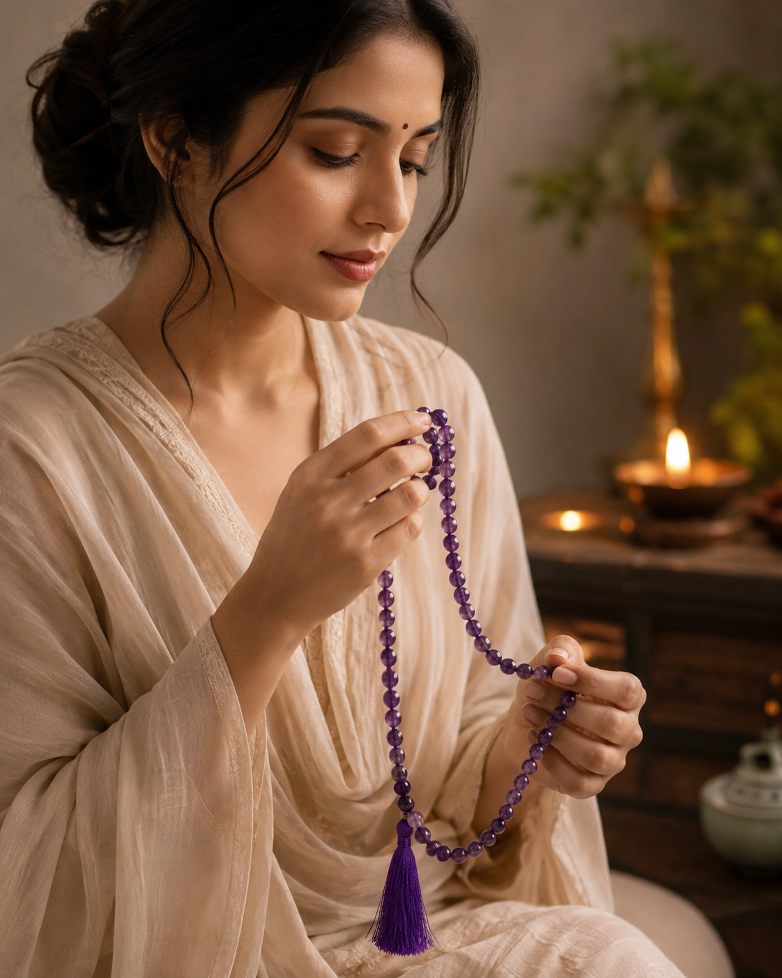 Amethyst Jaap Mala – 108 Beads