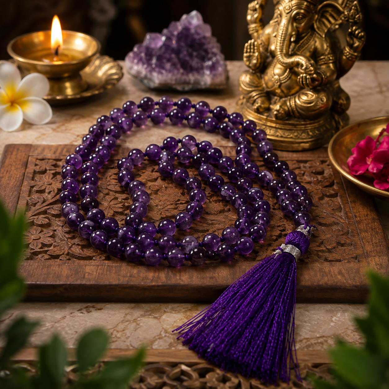 Amethyst Jaap Mala – 108 Beads