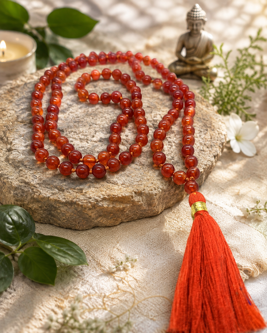 Carnelian Jaap Mala – 108 Beads