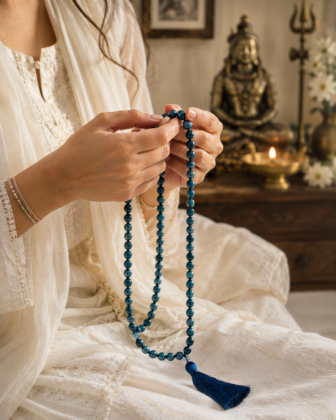Blue Apatite Jaap Mala – 108 Beads