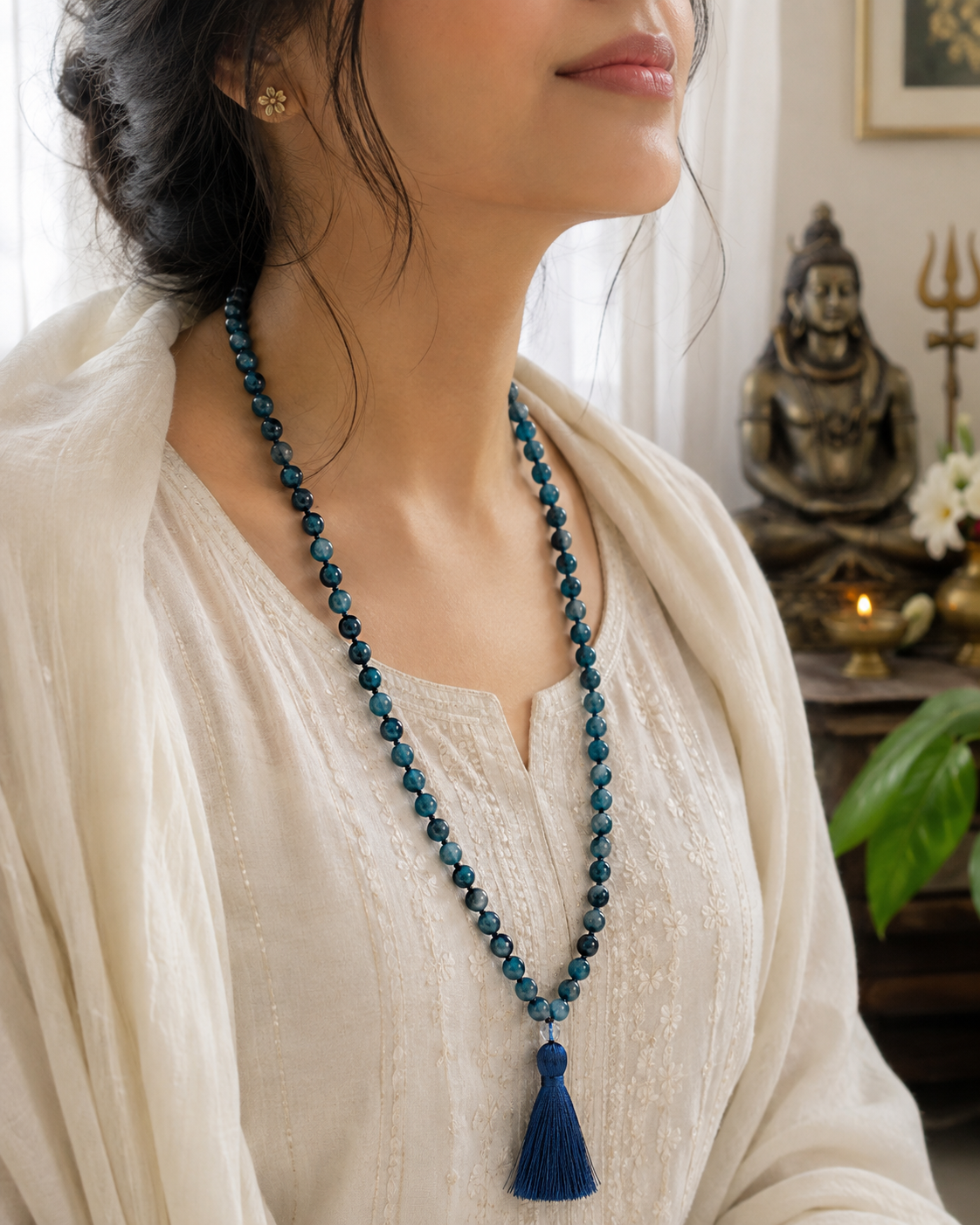 Blue Apatite Jaap Mala – 108 Beads