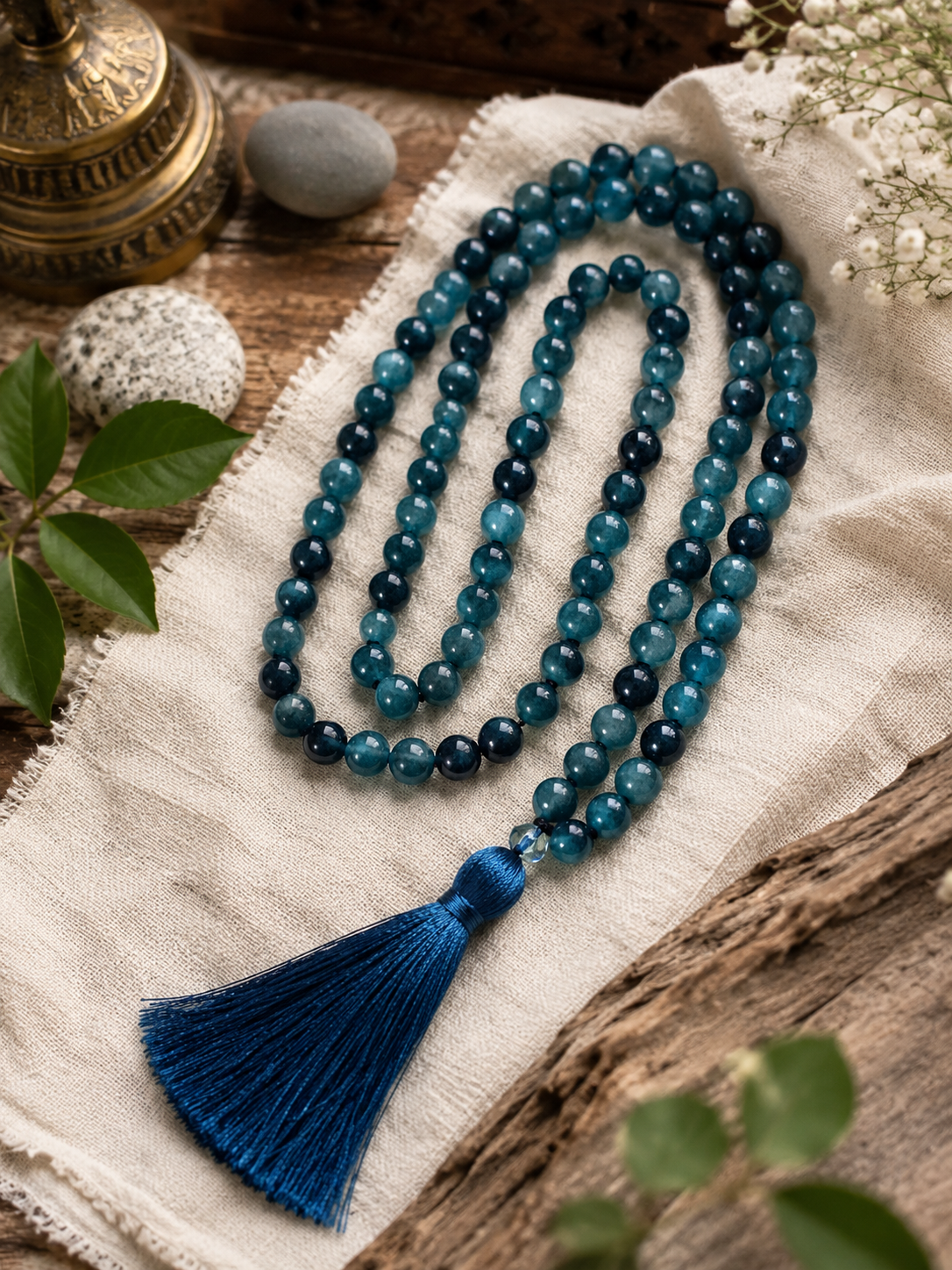 Blue Apatite Jaap Mala – 108 Beads