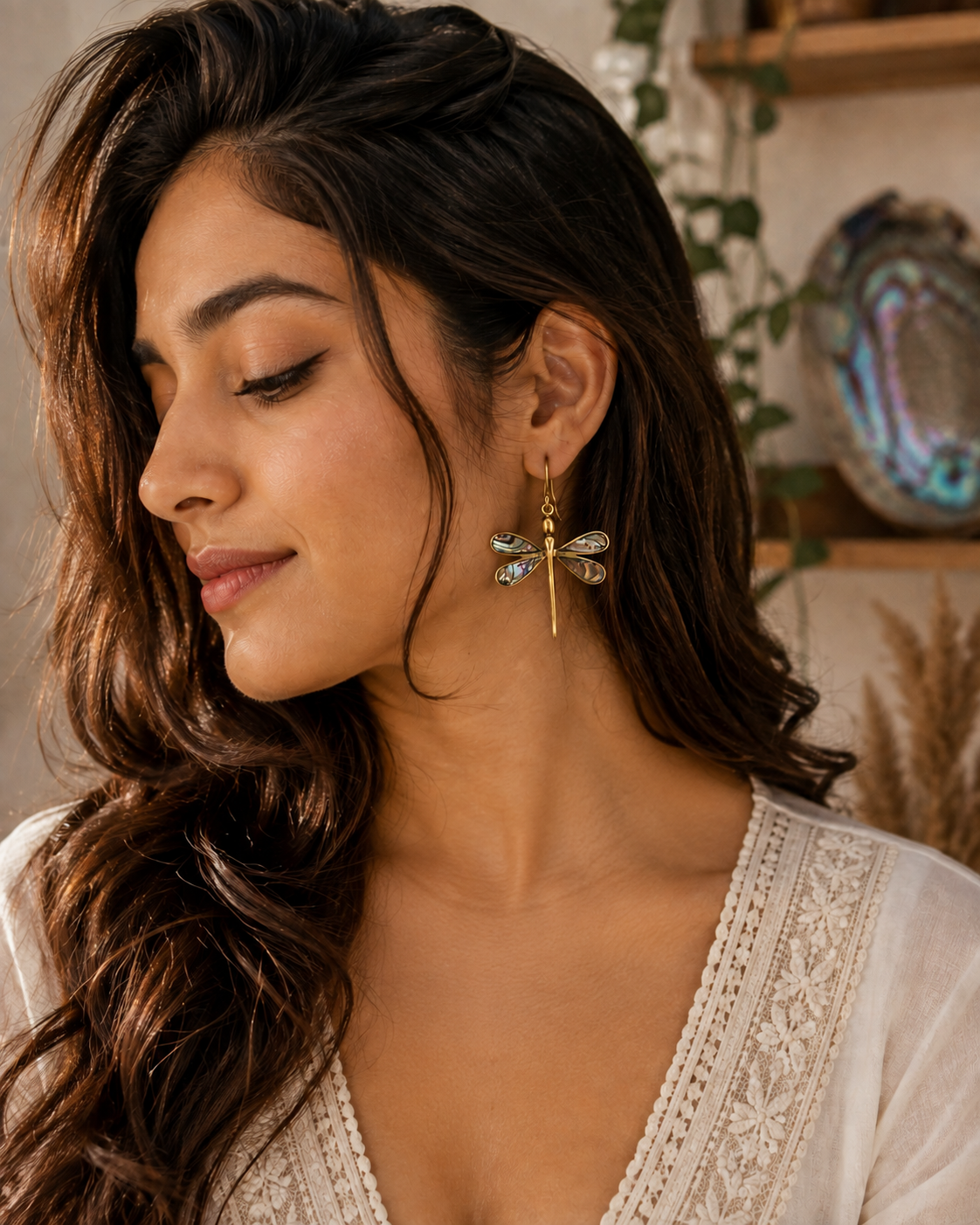 Abalone Dragonfly Earrings