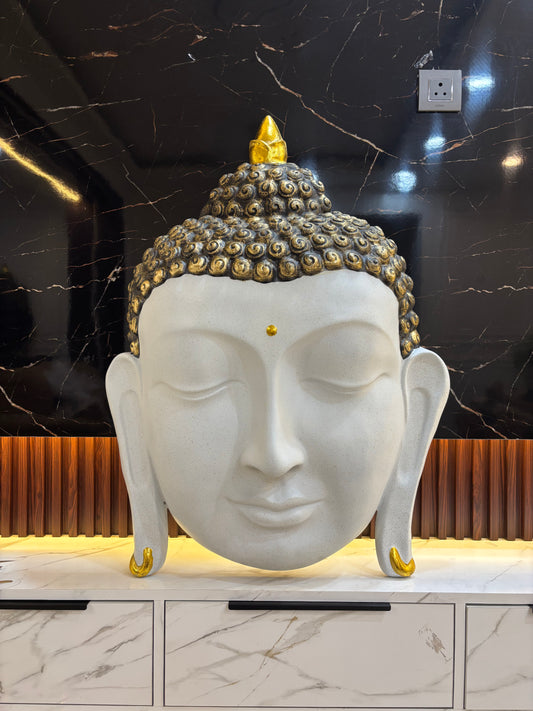 Buddha Face White Wall Hanging 3-Feet