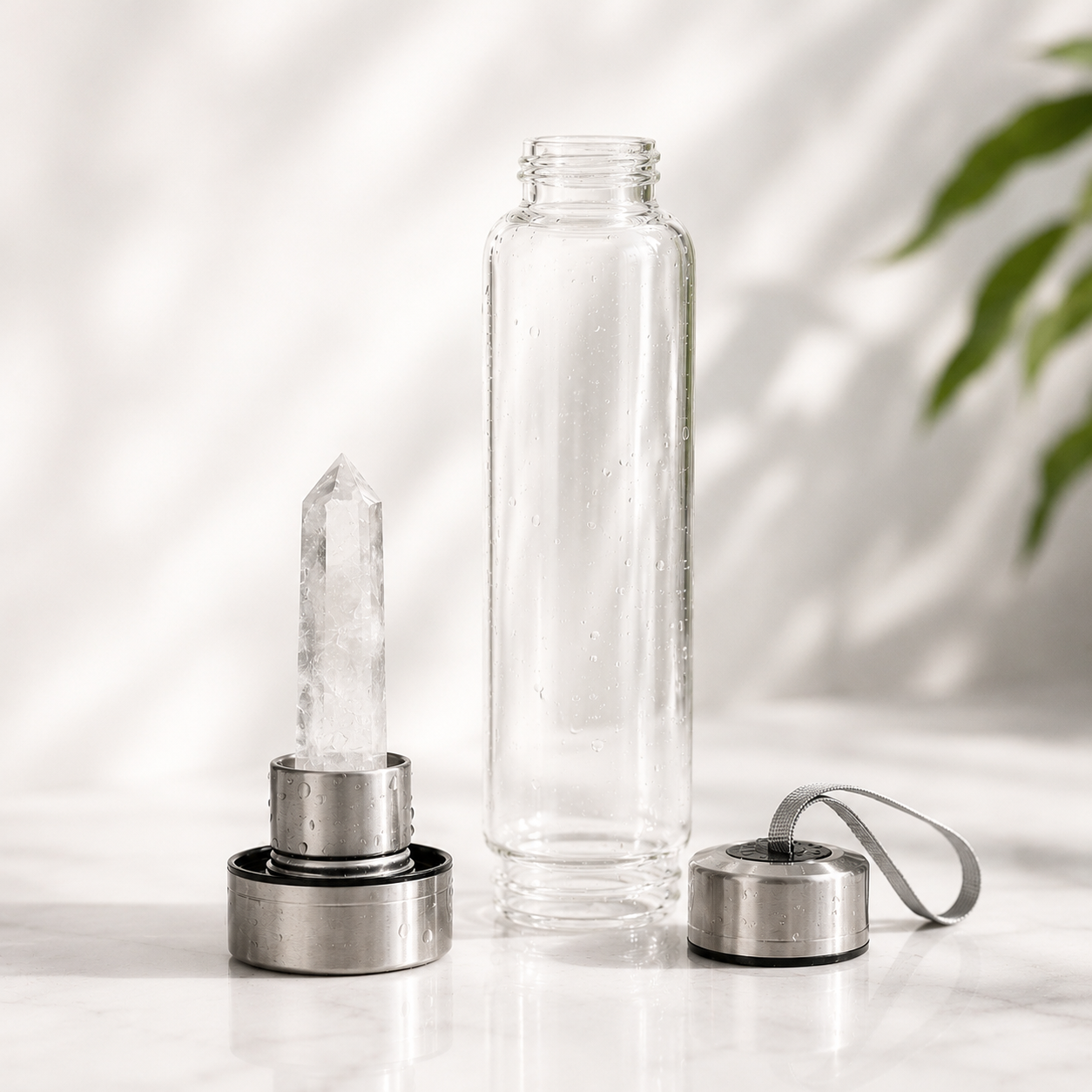 Clear Quartz Crystal Water Bottle
