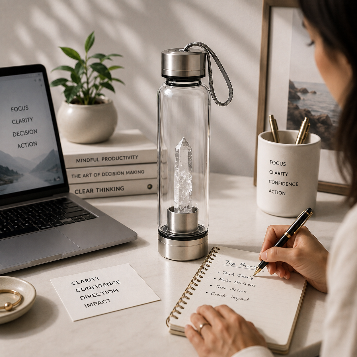 Clear Quartz Crystal Water Bottle