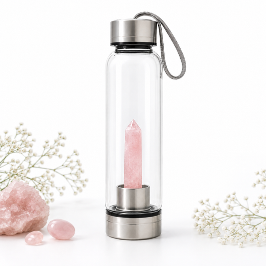 Rose Quartz Crystal Water Bottle